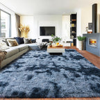 Pionblank Large Area Rug for Living Room 10x14, Fluffy Shag Rug, Blue Grey