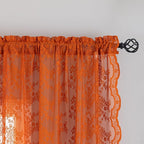 YJ YANJUN Vintage Lace Curtains 84 Inches Long-Rustic Floral Bohemian Burnt Orange Sheer Curtain Panels for Living Room Bedroom Kitchen,Light Filtering, Boho Autumn Fall Decor 2 Panels 52W x 84L