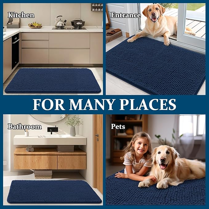 OLANLY Dog Door Mat for Muddy Paws 47x17, Super Absorbent Chenille Mud Mat
