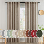 MIULEE Taupe Grey Linen Curtains 84 Inch Length 2 Panels for Bedroom Living Room, Soft Linen Textured Window Drapes Semi Sheer Light Filtering Back Tab Rod Pocket Farmhouse Modern Burlap Look Decor