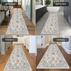 HEBE Hallway Runner Rug 2'8"x8' Washable Vintage Distressed Area Rugs Non Slip Laundry Rug Runner Boho Floor Carpet Runners for Hallways Entryway Laundry Room Kitchen Bathroom