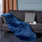 EasyJoy Ultra Soft Fluffy Shaggy Area Rug Faux Fur Rug Chair Cover Seat Pad Fuzzy Area Rug for Bedroom Floor Sofa Living Room (2 x 6 ft Sheepskin, Dark Blue)