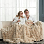 Cozy Bliss Cow Print Faux Fur Throw Blanket for Couch, Fuzzy Soft Plush Thick Bubble Blanket for Sofa Bedroom Living Room, 50x60 Inches