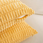 Fancy Homi Set of 4 Spring Boho Decorative Throw Pillow Covers 16x16 Inch for Couch Bed Sofa, Sage Green Yellow Room Decor, Soft Fuzzy Fluffy Cozy Corduroy Textured Cushion Case 40x40cm