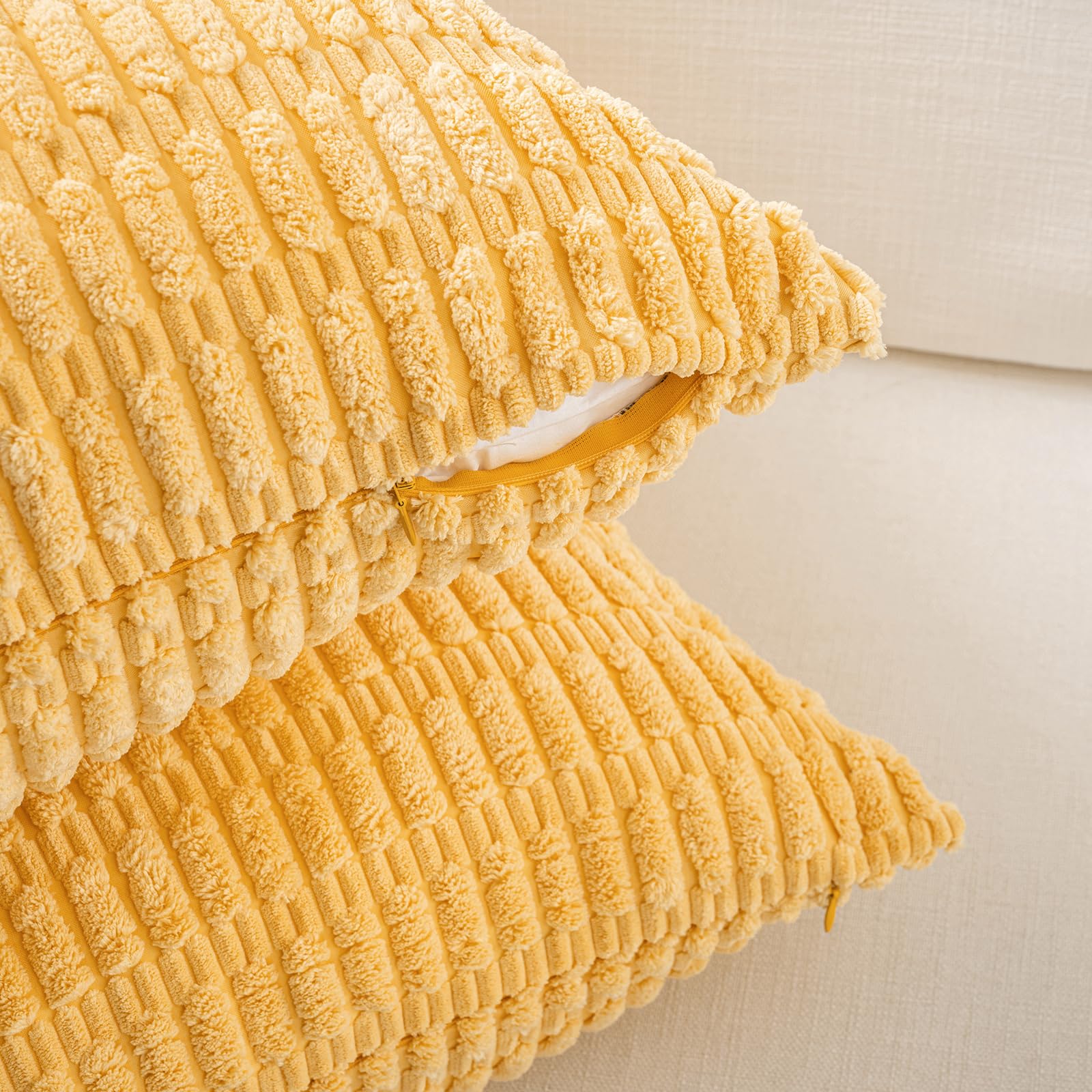 Fancy Homi 4 Packs Decorative Throw Pillow Covers for Living Room Couch Bed, Modern Farmhouse Boho Home Décor Accent Cushion Case, 20" x 12", Yellow Green Series