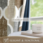 Beauoop 100% Blackout Curtains 72 Inches Long 2 Panels for Bedroom Living Room Brown Grey Moroccan Geo Room Darkening Thermal Insulated Soundproof Grommet Top Window Treatments Drapes, 50x72 Set of 2