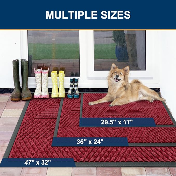 Smiry Front Door Mat Outside Entrance, Low Profile Rubber Doormat, 71x23