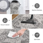 Yamaziot Washable Runner Rug, 2x6 Non-Slip Boho Vintage Hallway Rug Runner with Rubber Backing, Stain Resistant Distressed Carpet Runner for Bedroom, Kitchen, Laundry, Entrance