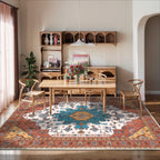 SERISSA 5x7 Washable Non Slip Boho Area Rug for Living Room，Orange
