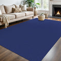 KOZYFLY Washable Area Rug 6x9 ft Rubber Backed Non Slip Rugs for Living Room Braided Cotton Bedroom Rug Woven Office Rugs Indoor Floor Carpets for Dining Bedroom Living Room, Royal Blue/Navy