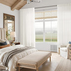 Neutral Linen Curtains 45 Inch Length for Living Room Bedroom Semi Sheer Light Filtering Sheer Curtain Modern Farmhouse Decor Privacy Drapes for Dinner Room Back Tab and Rod Pocket 52x45, 2 Panels
