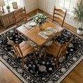 RELEANY Washable Area Rug, Square 7'x7', Black/Neutral