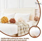 Uvvyui Knot Pillow Ball, Soft Home Decorative Pillows, Round Throw Pillow, Handmade Knotted Plush Pillow, Round Boucle Pillow Cushion (8.6 Inches Caramel)