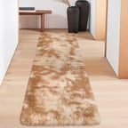 JiaoBaba Super Soft Fluffy Living Room Area Rugs 2x6 ft Tie-Dyed Beige Shaggy Furry Carpet Washable Non-Slip Floor Rug Bedroom Bedside Nursery Rug Fuzzy Girls Boy Reduce Noise Dorm Home Decor