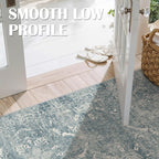 2'6"x8 Washable Runner Rug: Vintage Non-Slip Medallion Rug for Kitchen Blue
