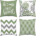Hexagram Geometric Sage Green Pillow Covers 18x18 Set of 4, Decorative Outdoor Boho Modern Throw Pillow Covers, Home Sweet Home Farmhouse Cushion Case for Couch Sofa Bedroom Indoor Decor(No Insert)