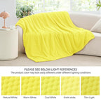 BEDELITE Fleece Throw Blanket for Couch & Bed - 3D Jacquard Decorative Amber Yellow Blanket, Super Soft and Cozy Warm Fuzzy Blanket All Seasons Suitable, 50x60Inches