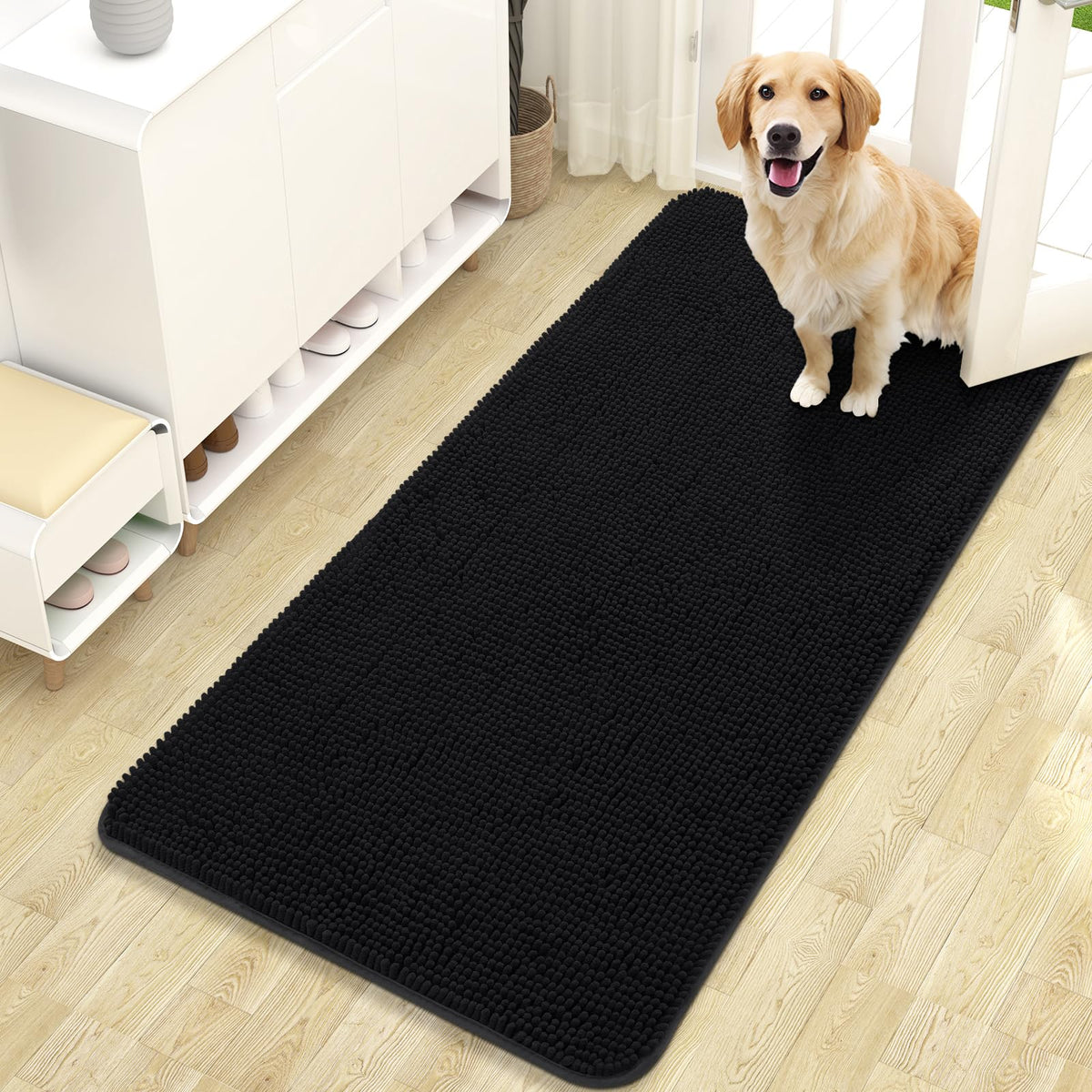 OLANLY Dog Door Mat for Muddy Paws 47x24, Super Absorbent Chenille Mud Mat