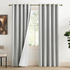 NICETOWN Grey Living Room Completely Shaded Linen Draperies, 2 Pieces, W62 x L72, Privacy Protection & Noise Reducing Ring Top Drapes, White Lined Insulated Window Treatment Curtain Panels