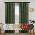 MIULEE Olive Green Linen Curtains 42x84 Inch Length 2 Panels for Bedroom