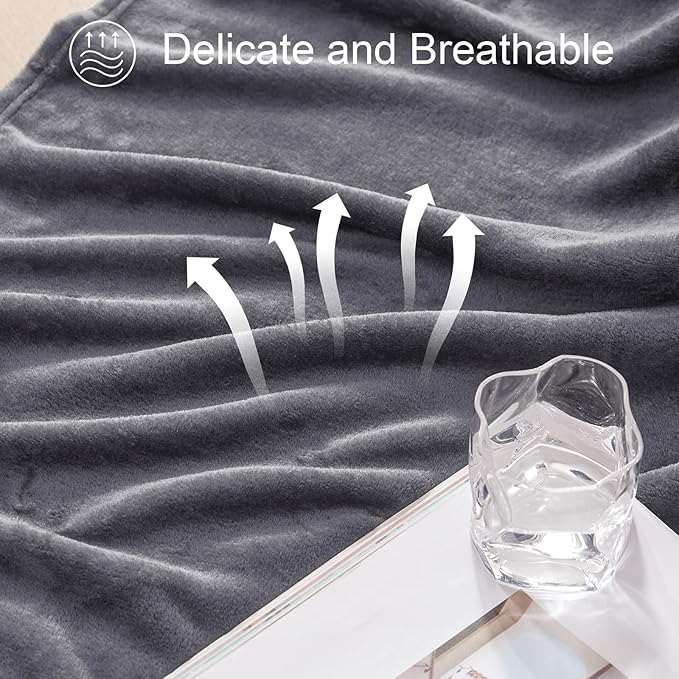 Exclusivo Mezcla Fleece Blanket King Size for Bed, Super Soft and Warm, All Season, Cozy, Plush, Lightweight, 90x104 Inches, Dark Grey