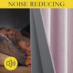 NICETOWN Pink Vintage Linen 100% Blackout Curtains for Living Room, Thermal Insulated Curtains 84" Long, Noise Reducing Window Treatment Drapes for Hall Room, 42" Wide Per Panel, Set of 2