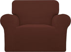 Easy-Going Stretch Chair Sofa Slipcover 1-Piece Couch Sofa Cover Furniture Protector Soft with Elastic Bottom for Kids, Pet. Spandex Jacquard Fabric Small Checks (Chair, Coffee)