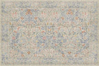 Washable Bathroom Rugs, Non-Slip Small Throw Rug for Entryway, Front Door Indoor, Mudroom, Kitchen, Powder Room, Stain Resistant Vintage Floral Décor (2x3 Beige Blue)