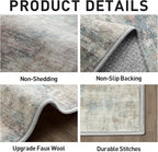 9x12 Area Rugs Washable Rug: Modern Abstract Living Room Rug Soft Anti-Skid Thin Carpet Indoor Floor Non-Shedding Carpets for Bedroom Dining Room Farmhouse Nursery Home Office Multi Color