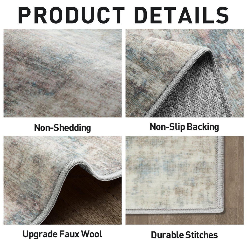 9x12 Area Rugs for Living Room: Washable Abstract Multi Color Carpet