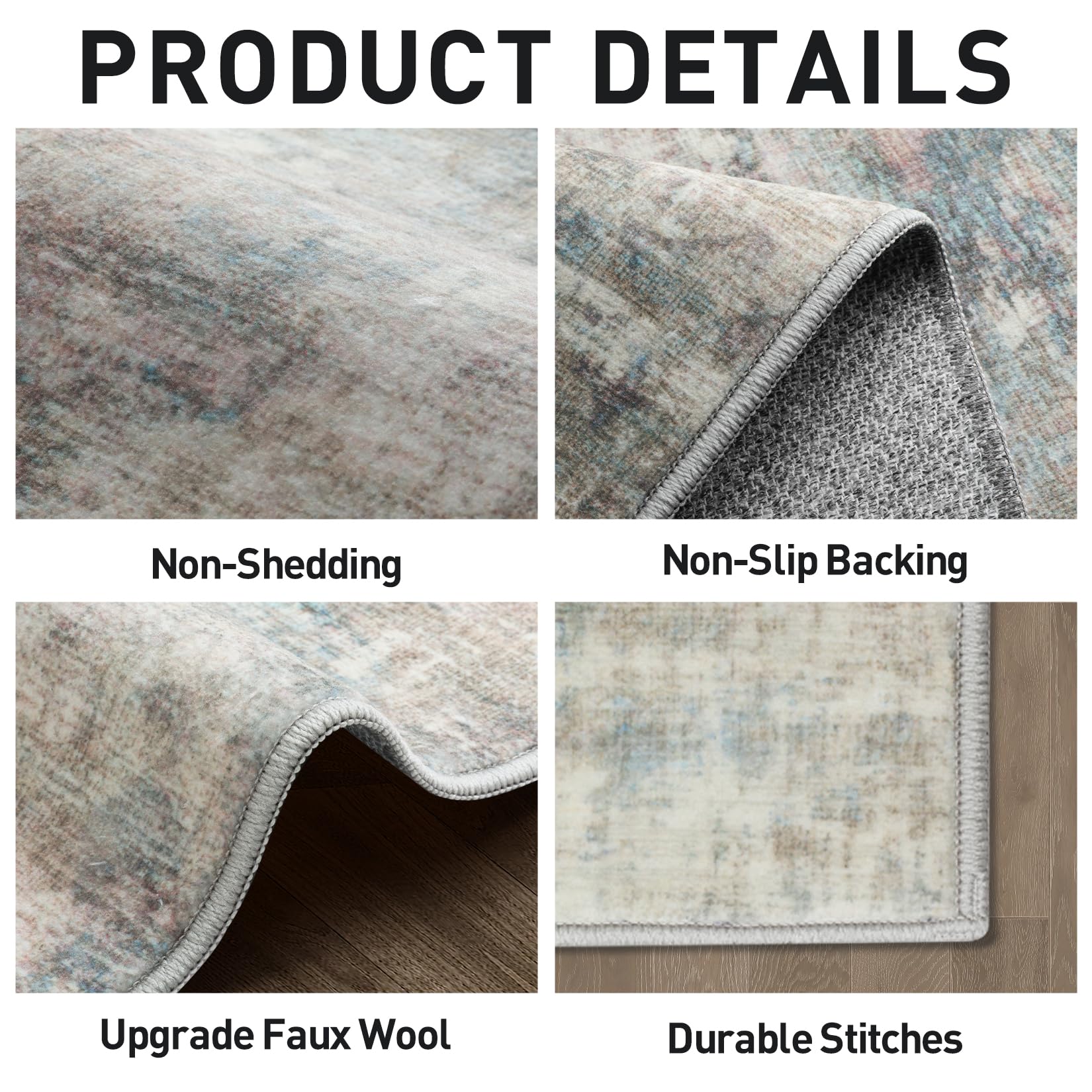 9x12 Area Rugs for Living Room: Washable Abstract Multi Color Carpet