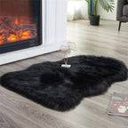 EasyJoy Ultra Soft Fluffy Shaggy Area Rug Faux Fur Rug Chair Cover Seat Pad Fuzzy Area Rug for Bedroom Floor Sofa Living Room (2 x 3 ft Sheepskin, Black)