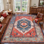 SERISSA 4x6 Washable Non Slip Boho Area Rug for Bedroom，Rust