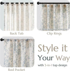 jinchan Linen Blend Curtain Floral Curtains for Living Room 96 Inch Length Blue Printed Curtain Rod Pocket Back Tab Farmhouse Peony Flower Patterned Drapes Bedroom Window Curtains Set 2 Panels