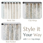 jinchan Vintage Floral Linen Curtains 54 Long for Living Room 2 Panels