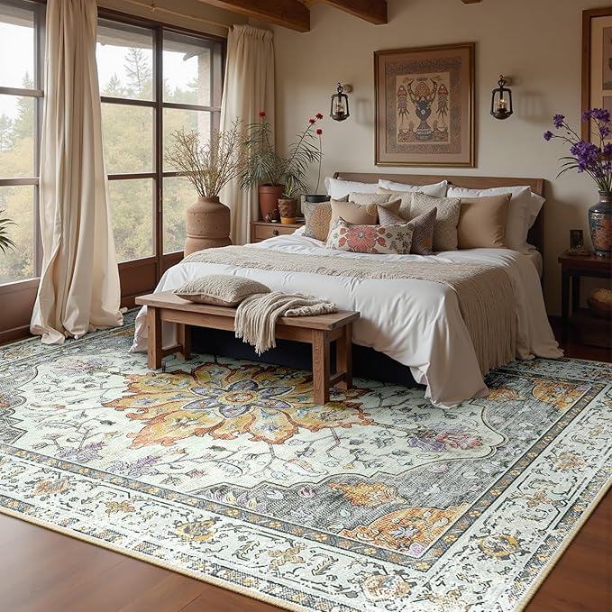 RELEANY Washable Area Rug, 6'x8' — 7' X 9' (Rectangular)