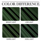 NICETOWN Dark Green Blackout Cafe Satin Curtains for Small Windows, 42" Wide by 63" Long, 2 Panels, Rod Pocket Noise Reducing Faux Silk Blackout Drapes for Dining Room