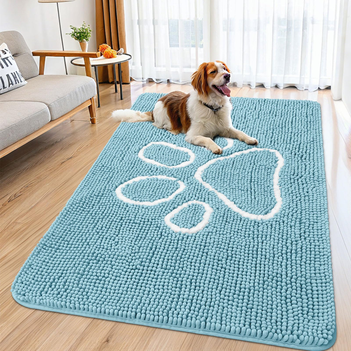 Smiry Dog Door Mat for Muddy Paws, Absorbent Non Slip Dirt Trapper, 59x35
