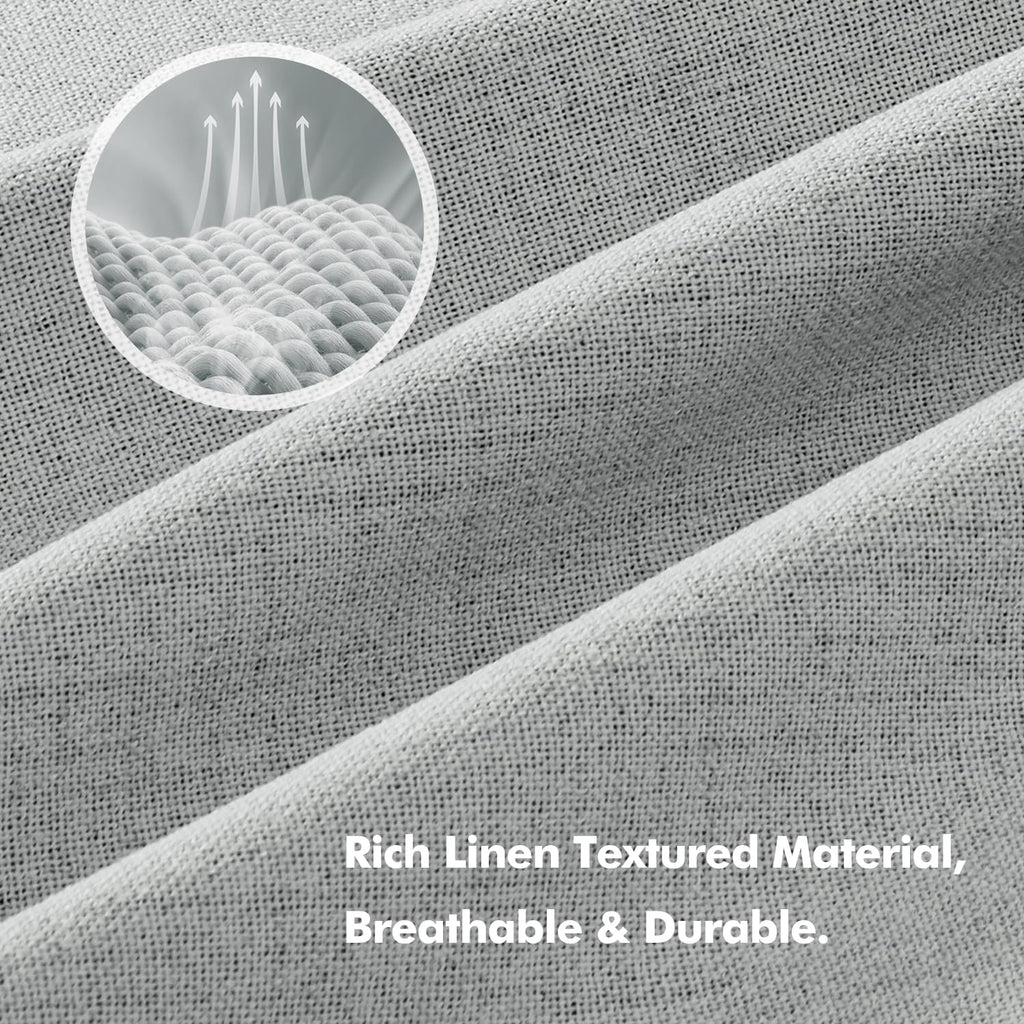 MIULEE 100% Blackout Linen Curtains for Bedroom 42 x 96 Inch Grey 2 Panels