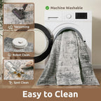 4 x 6 Area Rugs for Living Room, Machine Washable Non Slip Rug Ultra Soft Low Pile Indoor Carpet Modern Abstract Rugs for Bedroom Office Room Dining Room Beside, Grey