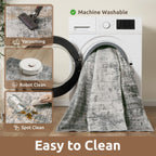 2 x 3 Small Area Rug Indoor Entryway Rug Machine Washable Non Slip Low Pile Carpet Modern Abstract Rugs for Bedroom Kitchen Powder Room Front Porch Bathroom, Grey