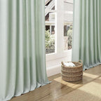 Extra Long Aqua Green Linen Curtains 120 Inch for Living Room 2 Panels Set Rod Pocket Back Tab Light Filtering Semi Sheer Linen Window Drapes Privacy High Ceiling Drapes for Farmhouse 52x120