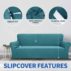 ZNSAYOTX 1 Piece Jacquard Chair Slipcovers for Living Room High Stretch Chair Covers with Arms Anti Slip Pets Friendly Couch Sofa Armchair Cover Furniture Protector (Chair, Peacock Blue)