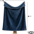 UGG Euphoria Faux Fur Throw Blanket, Soft Warm Throw Blankets for Couch or Bed, Luxury Bedroom Decor, Giftable Fuzzy Blankets, Machine Washable, 50-inch x 70-inch, Indigo Blue