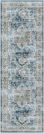 Madane Runner Rug 2'6''x8' Kitchen Runner, Hallway Runner Printed Vintage Washable Rugs Soft Non-Slip Low Pile Runners for Hallways Laundry Room Distressed Floor Carpet, Navy