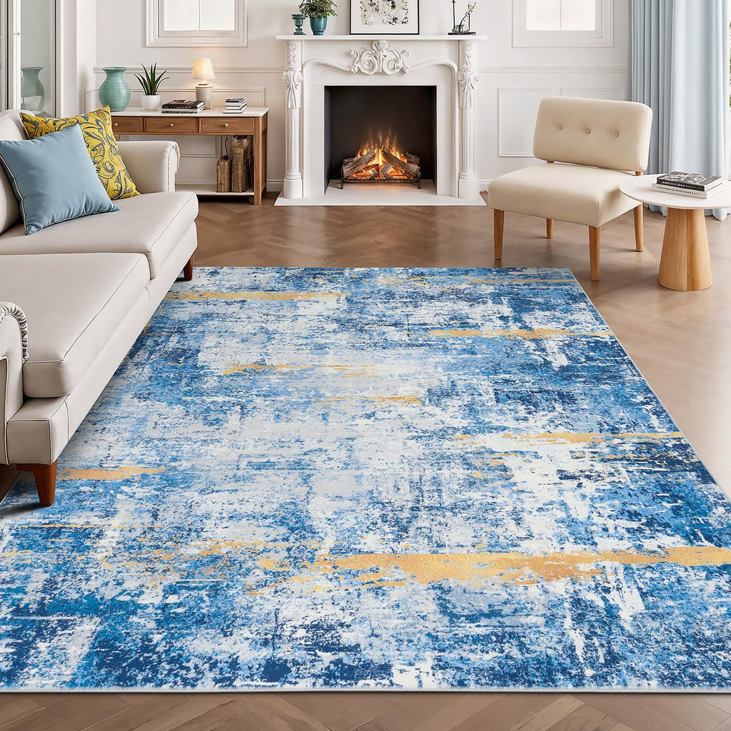 Rugflix 9x12 Area Rugs for Living Room, Washable Beige Grey Large Rug