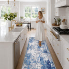 RELEANY Washable Runner 2'x6' Abstract Area Rug for Hallway Blue Gray