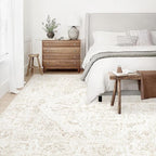 9x12 Area Rugs for Living Room:Washable Rug Vintage Large Rugs Soft Non Slip Low Pile Rug Floral Distressed Floor Carpet for Bedroom Dining Room Home Office (Beige,9'x12')