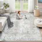 XLUEZ 5x7 Area Rugs for Living Room, Washable Modern Abstract Large Area Rug Neutral Soft Non Slip Kids Rug Stain Resistant Indoor Carpet for Bedroom Nursery Dining Room Playroom(BeigeGrey, 5'x7')