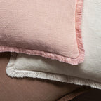 MIULEE Boho Linen Fringe Decorative Throw Pillow Covers Pink 18x18